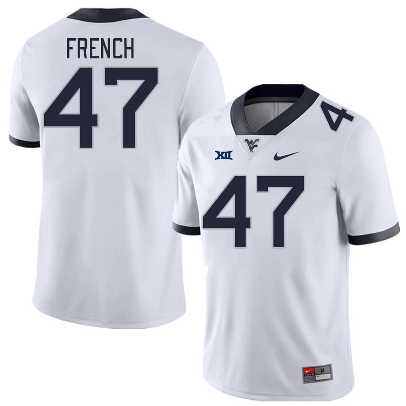 Men #47 Ty French West Virginia Mountaineers College Football Jerseys Stitched Sale-White